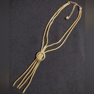 Gold Tassel Square Chain Necklace